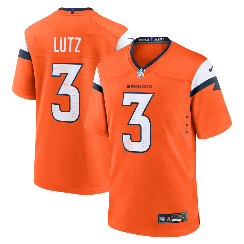 Denver Broncos Wil Lutz Nike Orange Team Game Jersey product image 1, provided for visual reference and product detail review