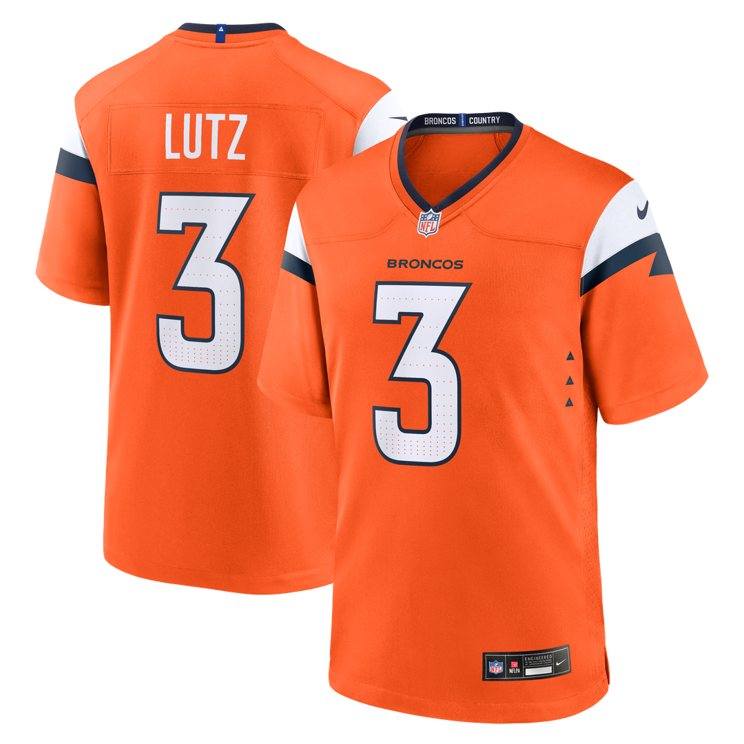 Denver Broncos Wil Lutz Nike Orange Team Game Jersey product image 1, provided for visual reference and product detail review