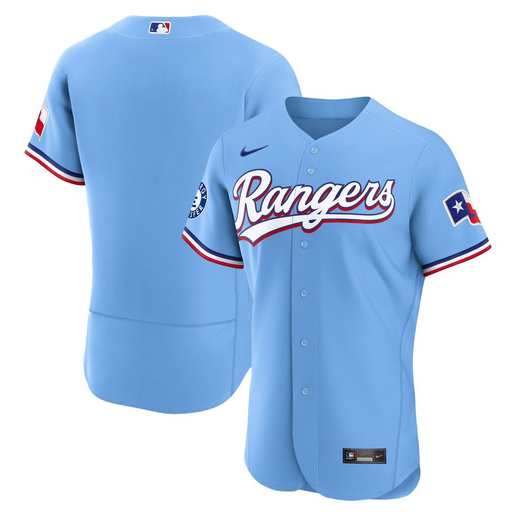 Texas Rangers Nike Light Blue Alternate Sponsor Patch Authentic Jersey product image 1, provided for visual reference and