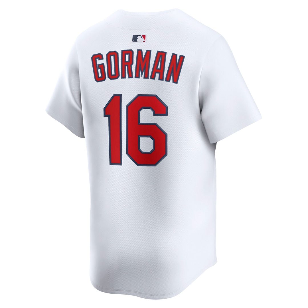 St. Louis Cardinals Nolan Gorman Nike White Home Limited Player Jersey product image 3, provided for visual reference and
