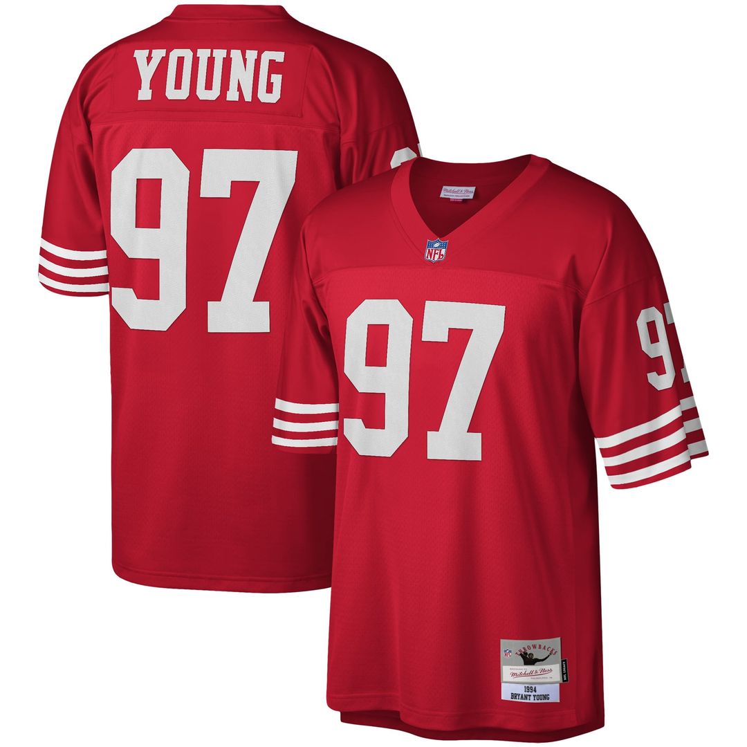 San Francisco 49ers Bryant Young Mitchell & Ness Scarlet Legacy Replica Jersey product image 1, provided for visual