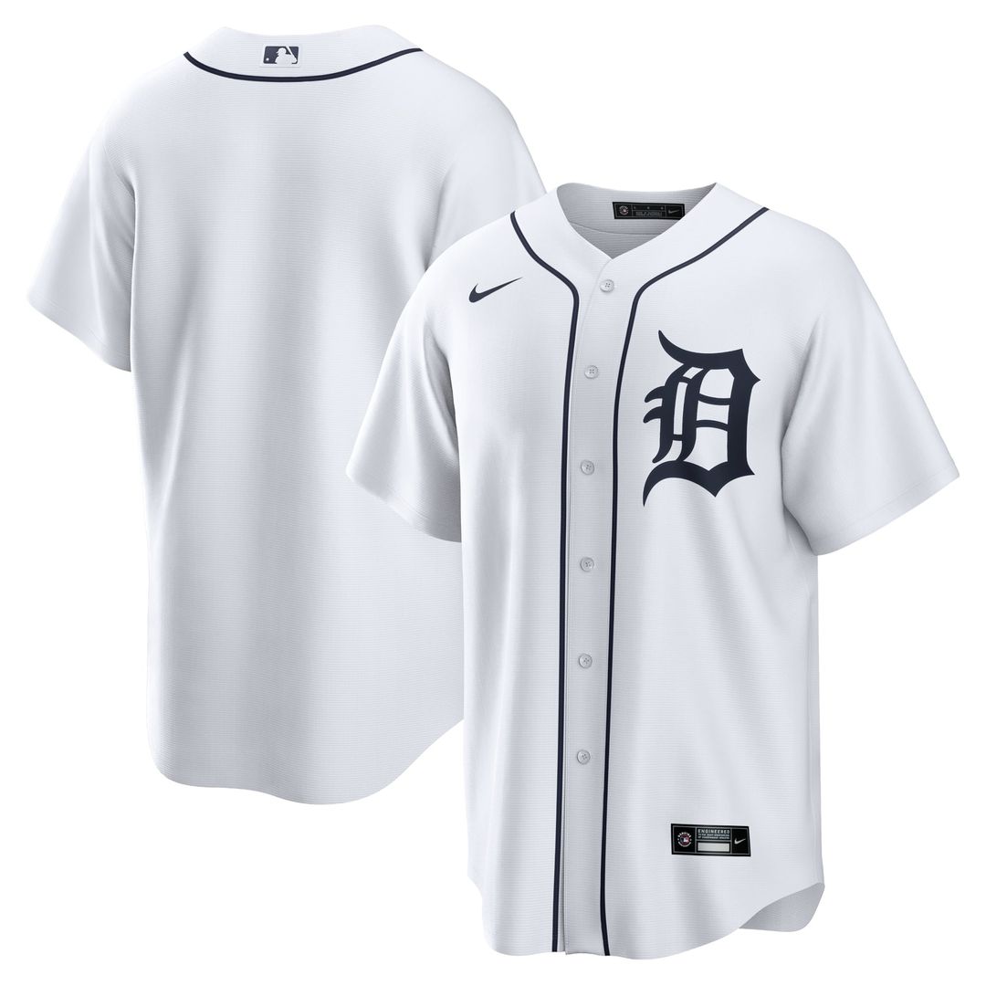 Detroit Tigers Nike White Home Replica Team Jersey product image 1, provided for visual reference and product detail review