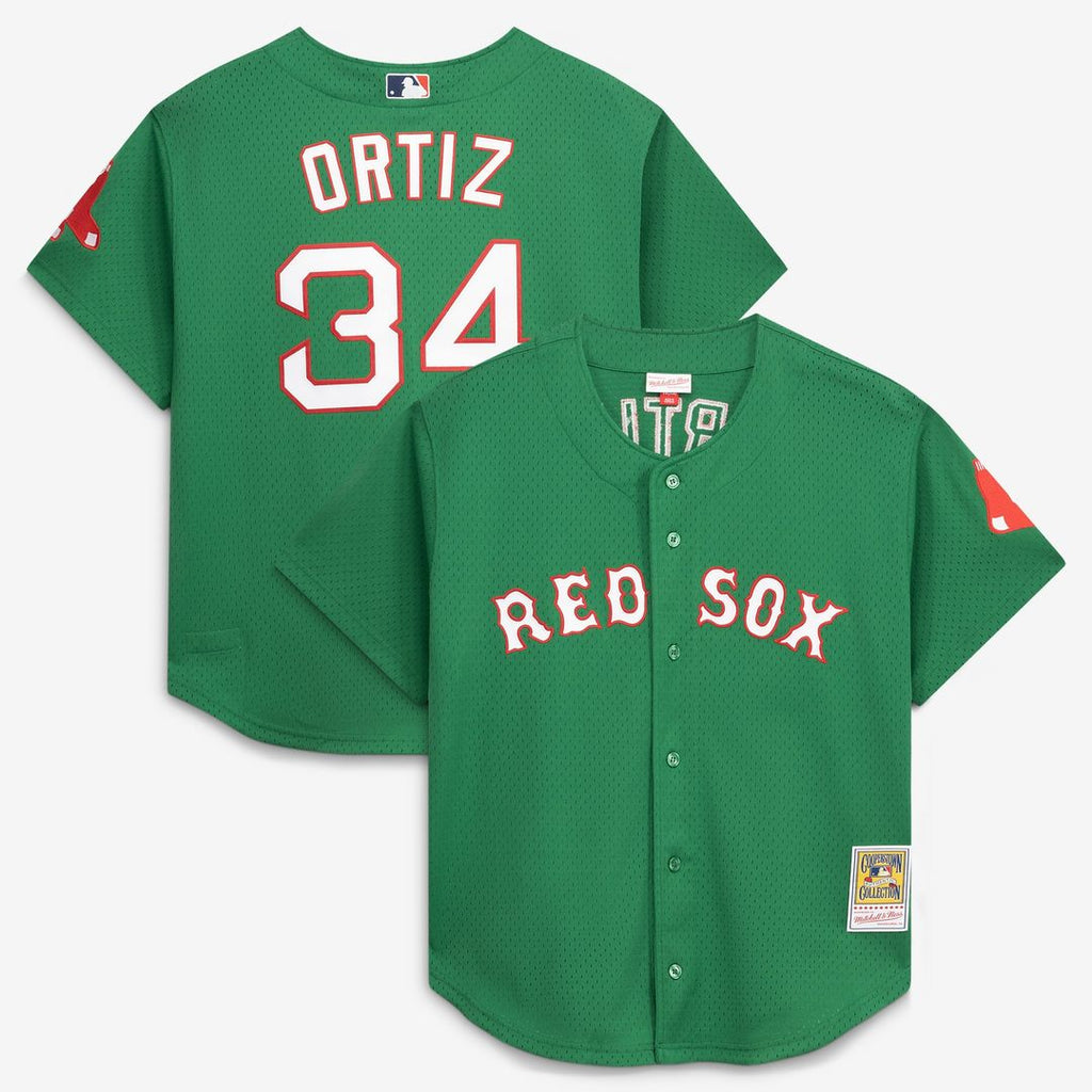 Boston Red Sox David Ortiz Mitchell & Ness Red Cooperstown Collection Mesh Batting Practice Button-Up Jersey product image