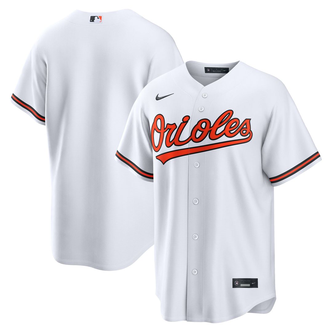 Baltimore Orioles Nike White Home Replica Jersey product image 1, provided for visual reference and product detail review