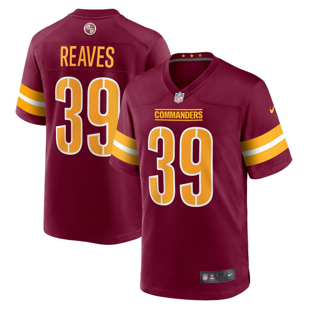 Washington Commanders Jeremy Reaves Nike Burgundy Game Jersey product image 1, provided for visual reference and product