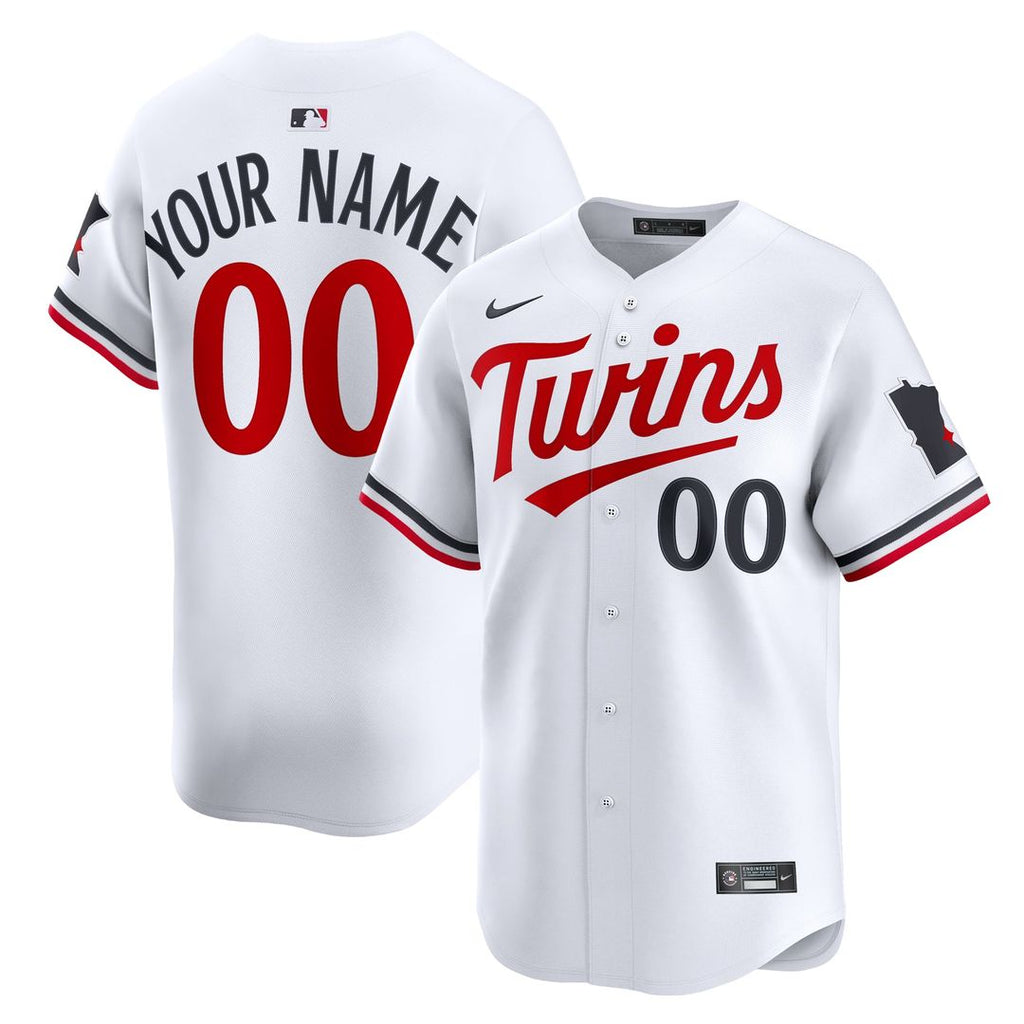 Minnesota Twins Nike White Home Limited Custom Jersey product image 1, provided for visual reference and product detail