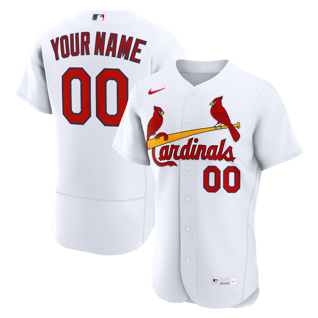 St. Louis Cardinals Nike White Home Authentic Custom Jersey product image 1, provided for visual reference and product