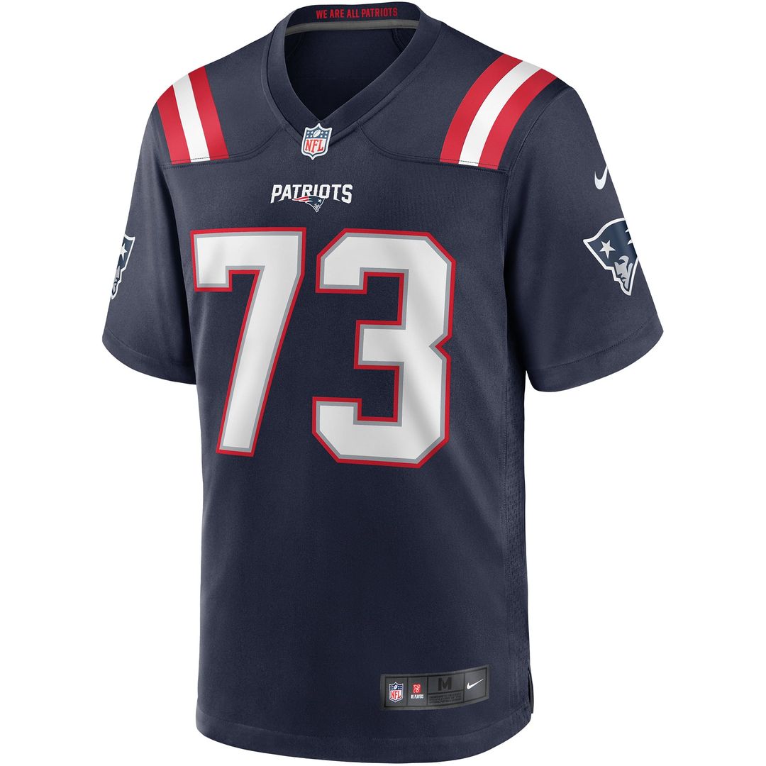 New England Patriots John Hannah Nike Navy Game Retired Player Jersey product image 2, provided for visual reference and