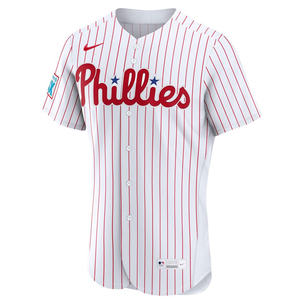 Philadelphia Phillies Nike White Home Sponsor Patch Authentic Jersey product image 2, provided for visual reference and