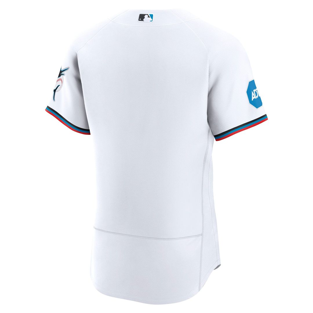Miami Marlins Nike White Home Sponsor Patch Authentic Jersey product image 3, provided for visual reference and product