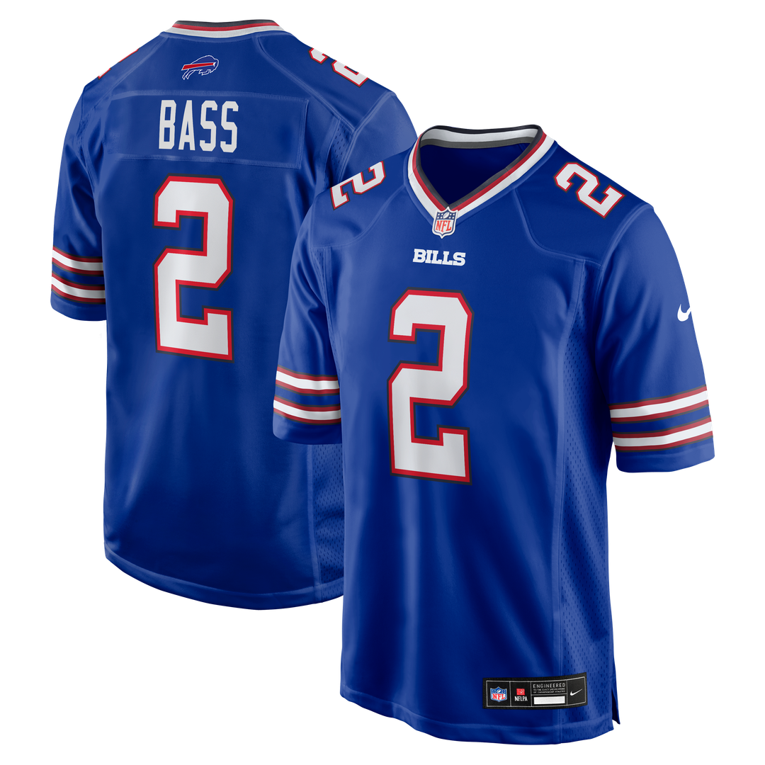 Buffalo Bills Tyler Bass Nike Royal Game Player Jersey product image 1, provided for visual reference and product detail