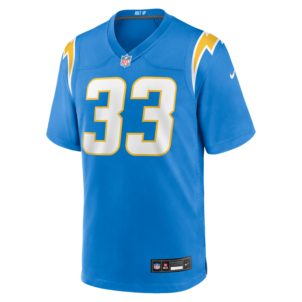 Los Angeles Chargers Deane Leonard Nike Powder Blue Game Player Jersey product image 2, provided for visual reference and