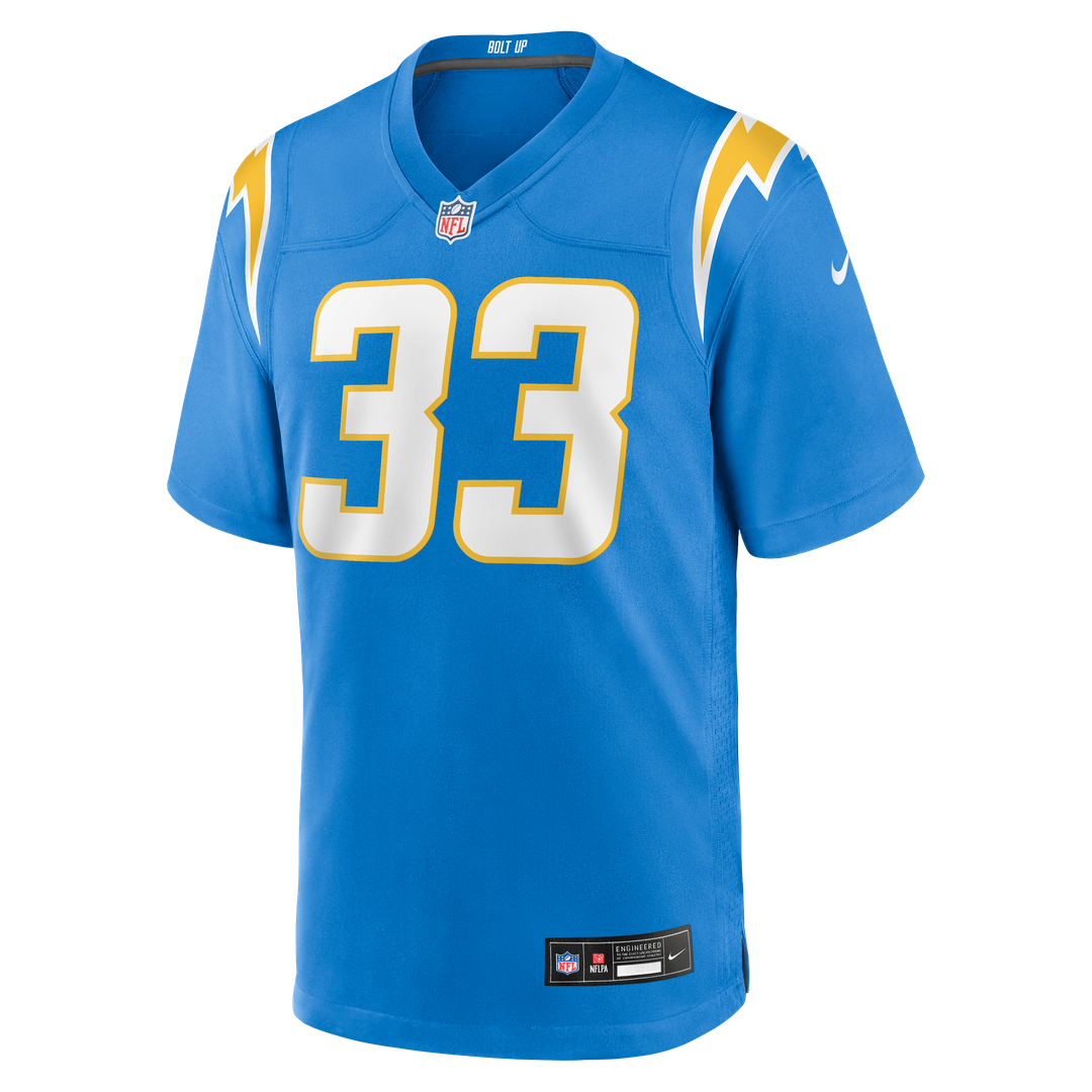 Los Angeles Chargers Deane Leonard Nike Powder Blue Game Player Jersey product image 2, provided for visual reference and
