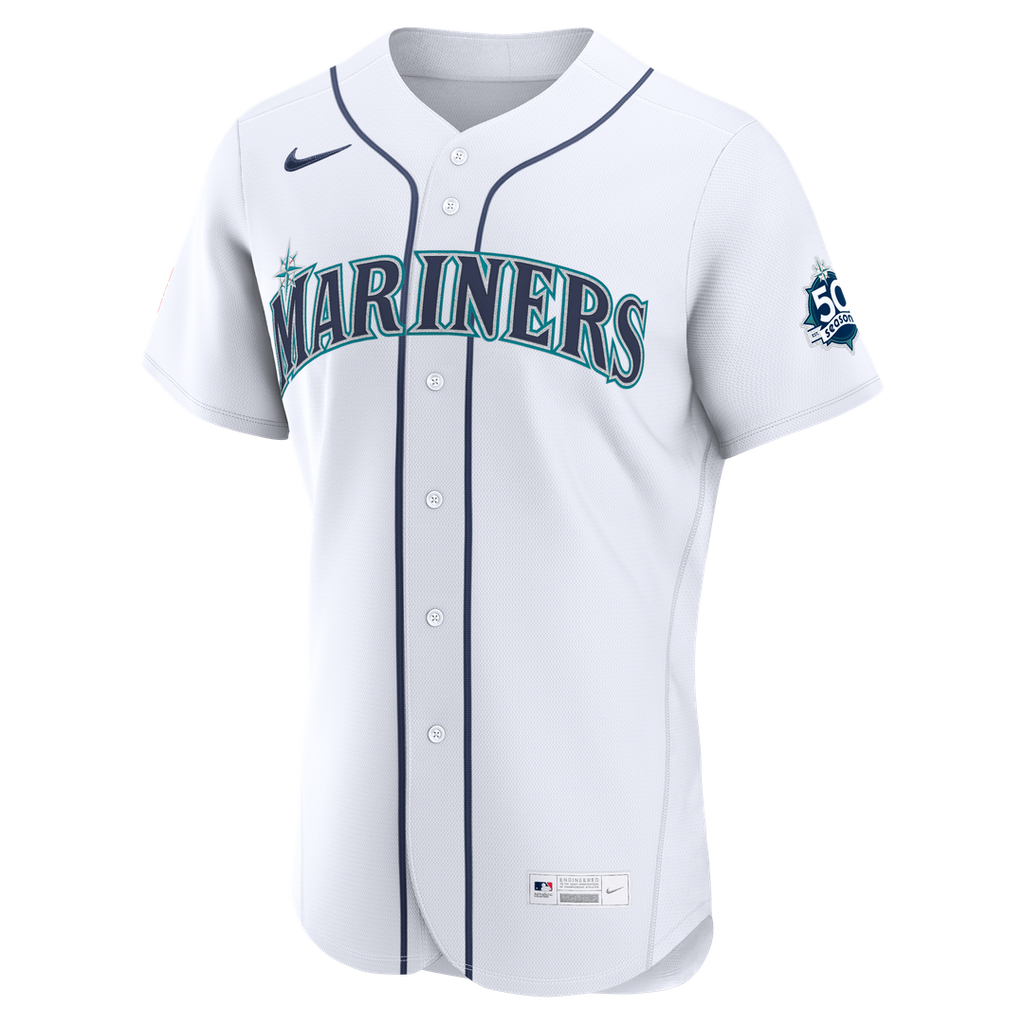 Seattle Mariners Josh Naylor Nike White Home 50th Season Authentic Jersey product image 2, provided for visual reference and
