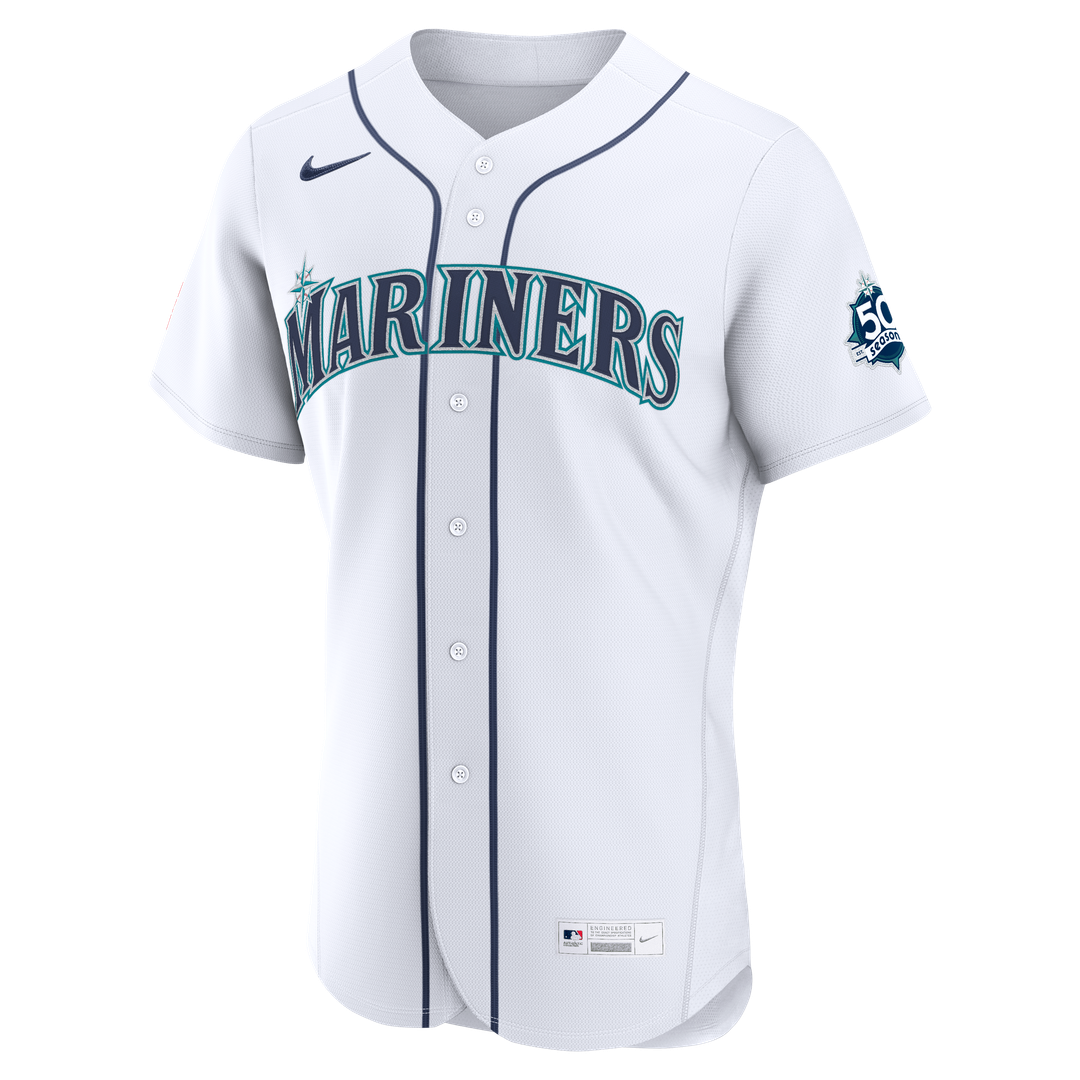 Seattle Mariners Josh Naylor Nike White Home 50th Season Authentic Jersey product image 2, provided for visual reference and