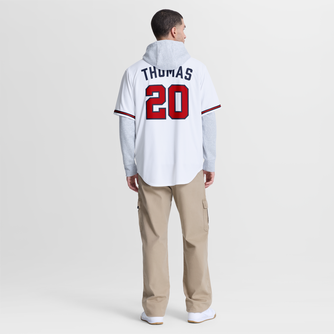 Atlanta Braves Lane Thomas Nike White Home Replica Jersey product image 3, provided for visual reference and product detail