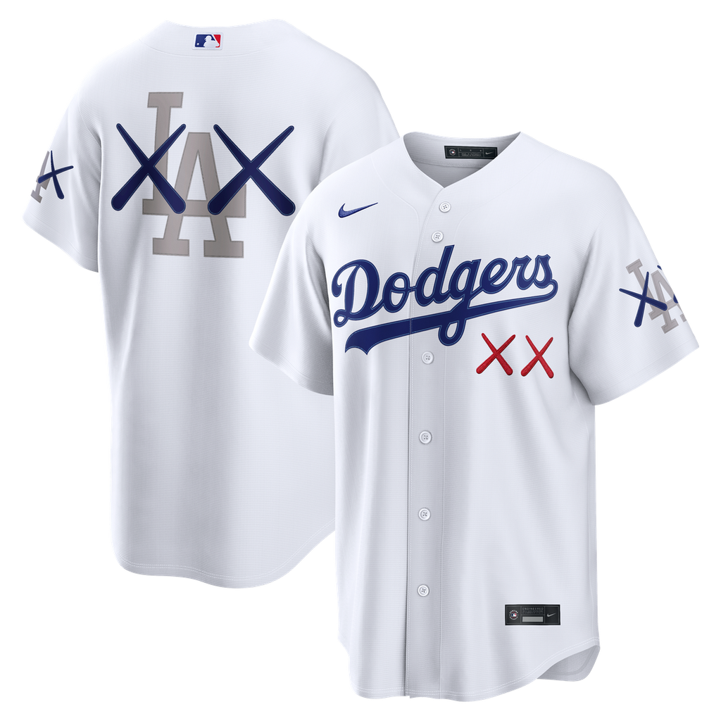 Los Angeles Dodgers Nike x KAWS White Stadium Jersey product image 1, provided for visual reference and product detail review