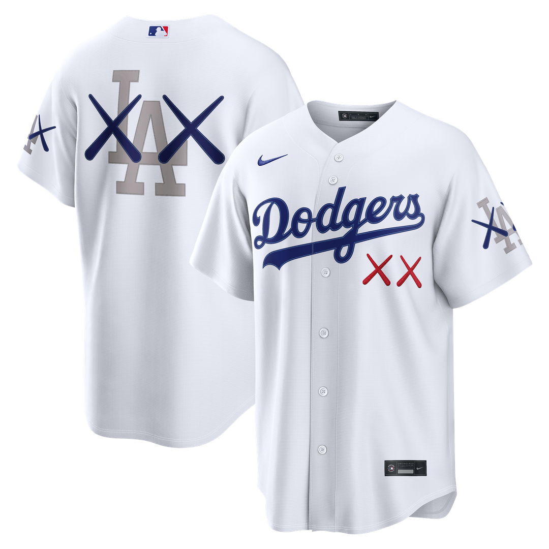 Los Angeles Dodgers Nike x KAWS White Stadium Jersey product image 1, provided for visual reference and product detail review