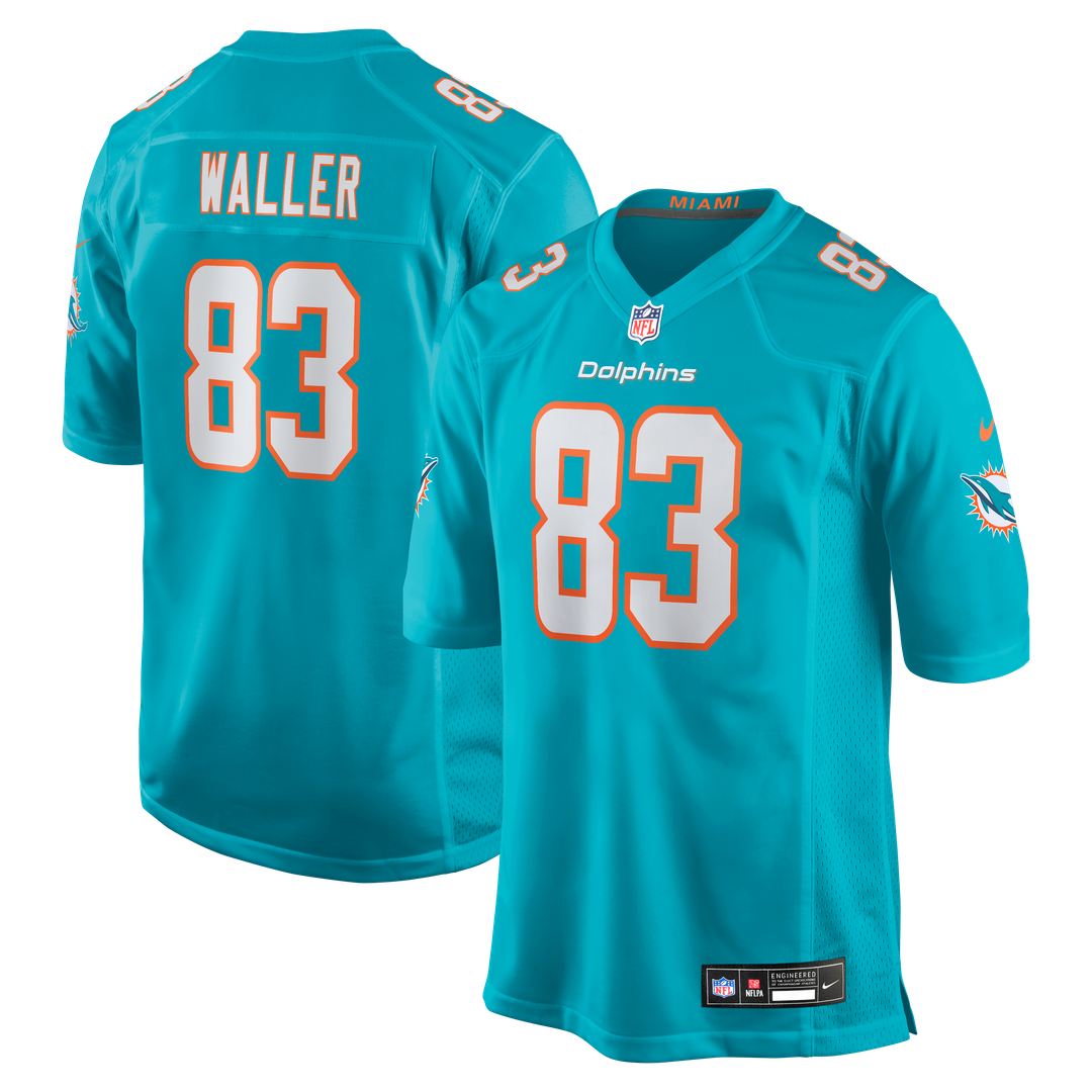 Miami Dolphins Darren Waller Nike Aqua Team Game Jersey product image 1, provided for visual reference and product detail