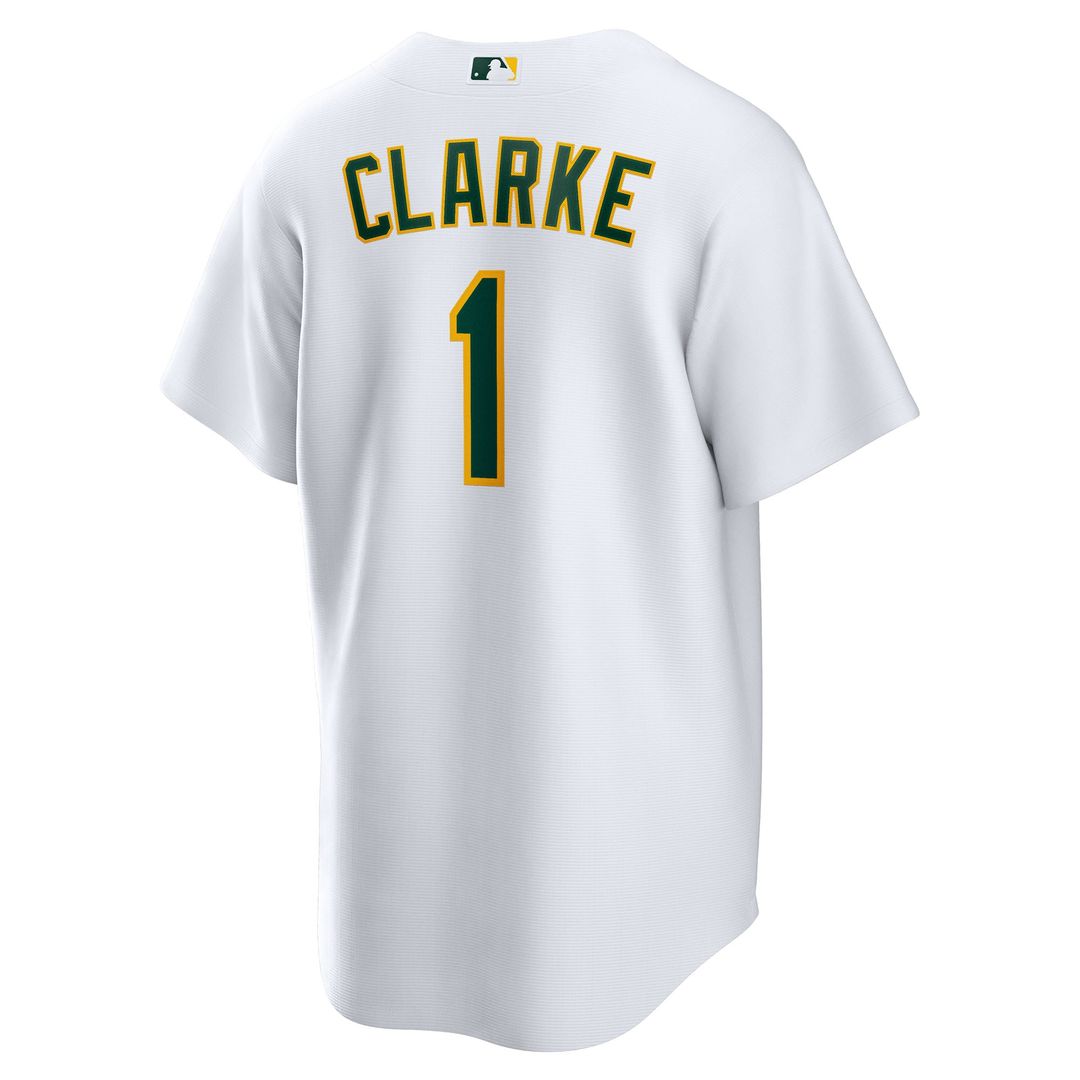 Athletics Denzel Clarke Nike White Home Replica Jersey product image 3, provided for visual reference and product detail