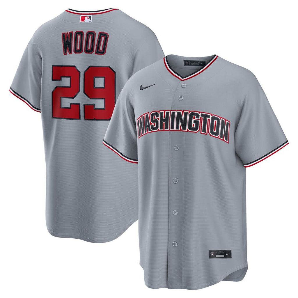 Washington Nationals James Wood Nike Gray Road Replica Jersey product image 4, provided for visual reference and product
