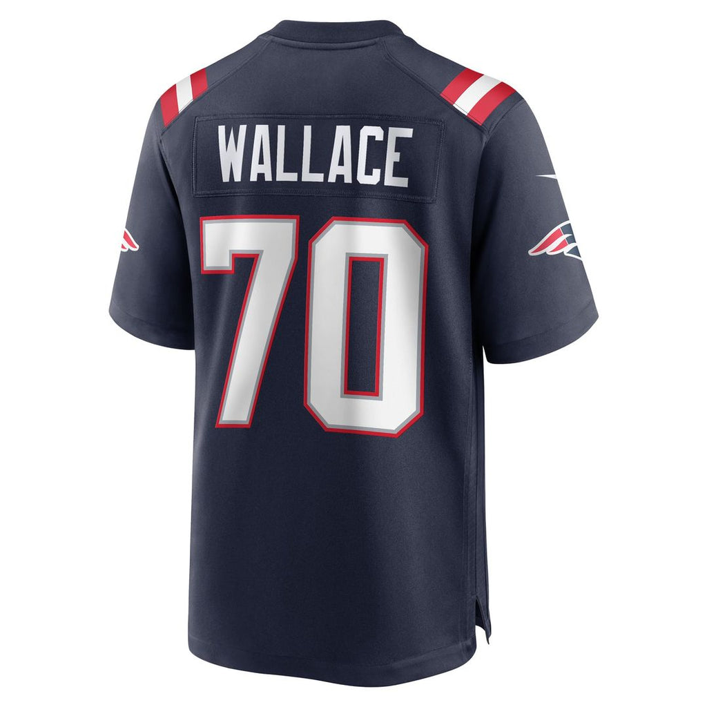 New England Patriots Caedan Wallace Nike Navy Game Jersey product image 3, provided for visual reference and product detail