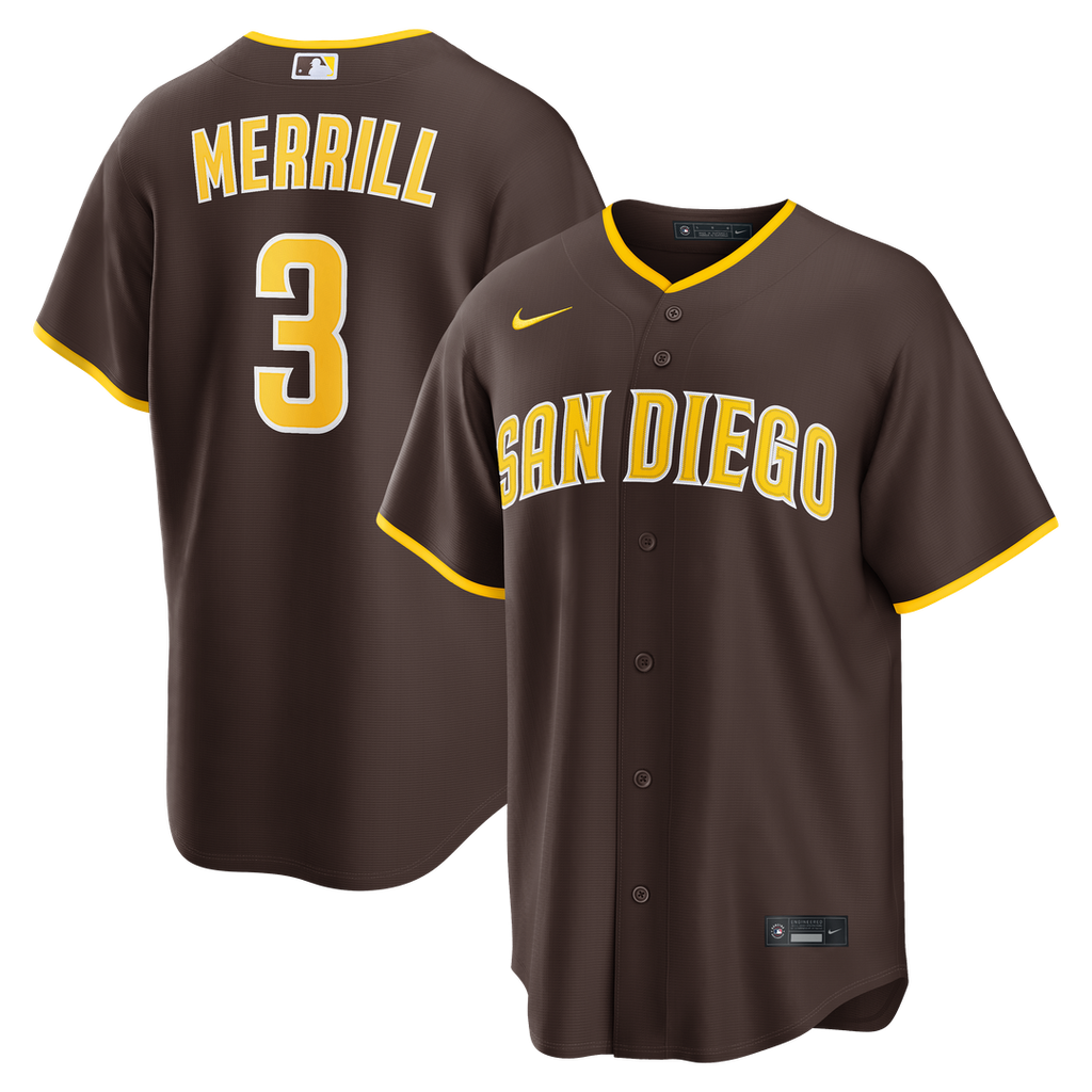 San Diego Padres Jackson Merrill Nike Sand Alternate Replica Jersey product image 11, provided for visual reference and