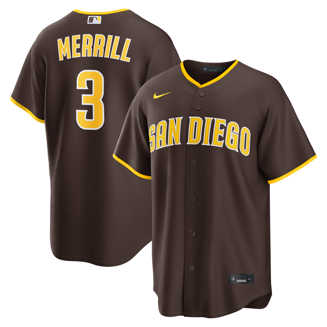 San Diego Padres Jackson Merrill Nike Sand Alternate Replica Jersey product image 11, provided for visual reference and