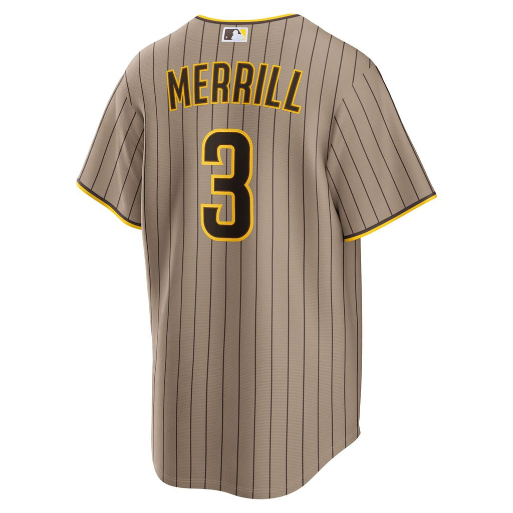 San Diego Padres Jackson Merrill Nike Sand Alternate Replica Jersey product image 3, provided for visual reference and