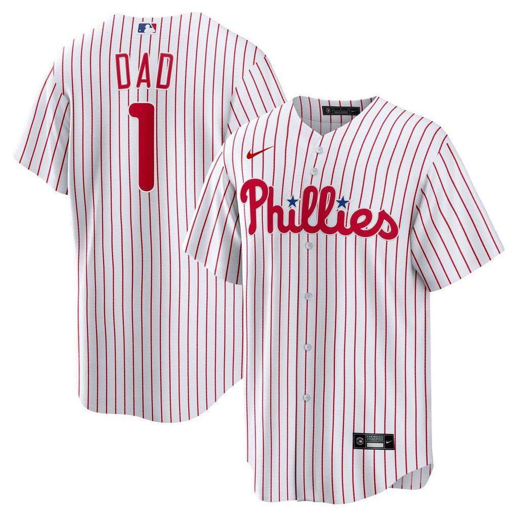 Philadelphia Phillies Nike White #1 Dad Home Replica Jersey product image 1, provided for visual reference and product