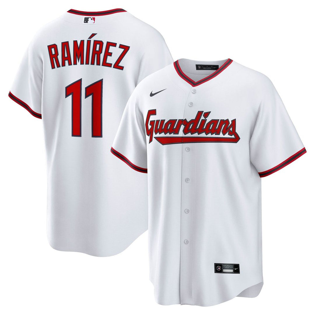 Cleveland Guardians José Ramírez Nike White Home Replica Jersey product image 1, provided for visual reference and product