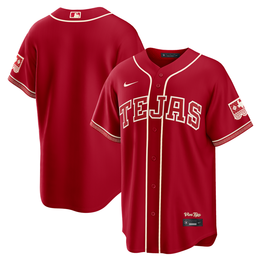 Texas Rangers Nike Red 2026 City Connect Stadium Jersey product image 1, provided for visual reference and product detail