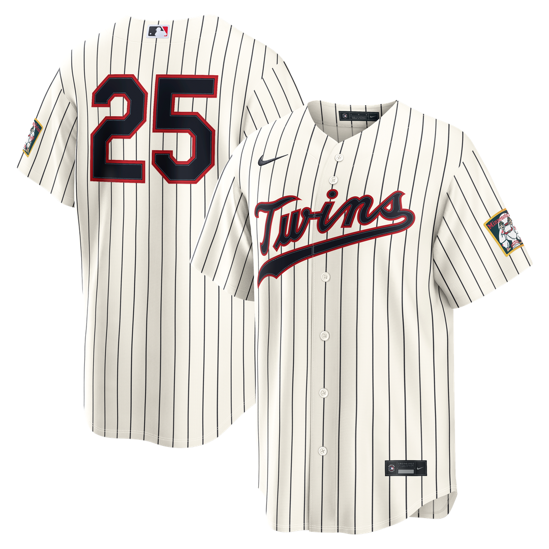 Minnesota Twins Byron Buxton Nike Cream 2026 Field of Dreams Stadium Jersey product image 1, provided for visual reference