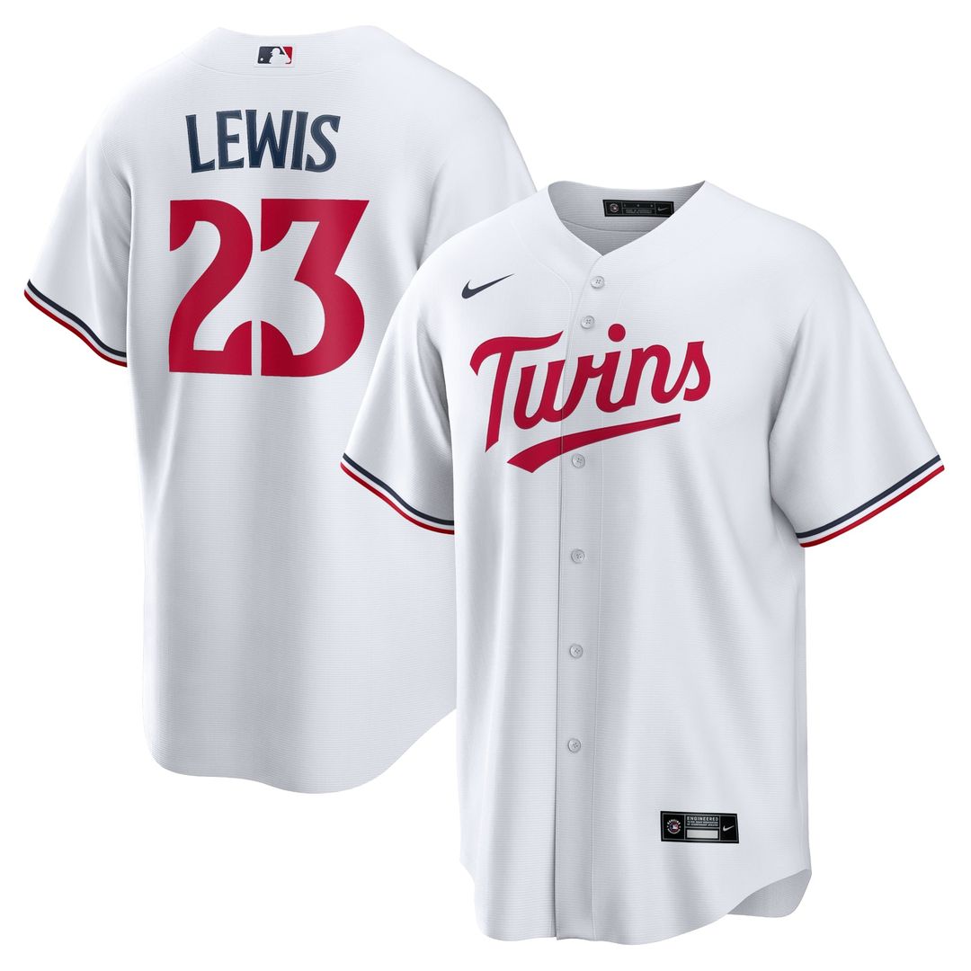 Minnesota Twins Royce Lewis Nike White Replica Player Jersey product image 1, provided for visual reference and product