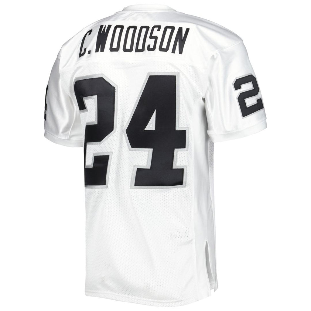 Las Vegas Raiders 2002 Charles Woodson Mitchell & Ness White Authentic Throwback Retired Player Jersey product image 3,