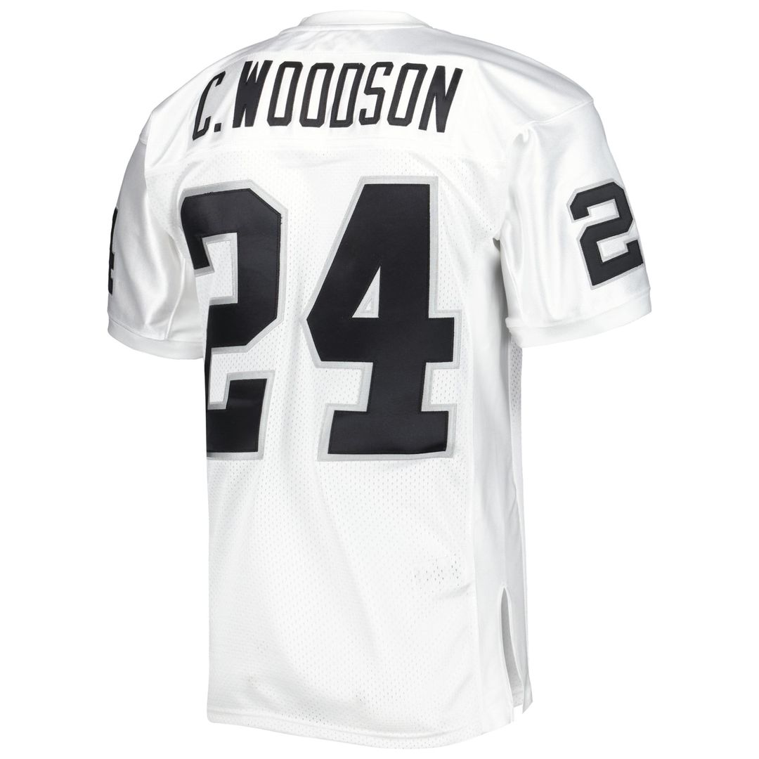 Las Vegas Raiders 2002 Charles Woodson Mitchell & Ness White Authentic Throwback Retired Player Jersey product image 3,
