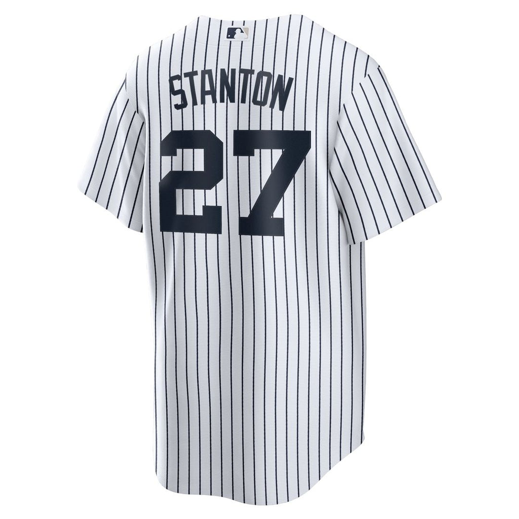 New York Yankees Giancarlo Stanton Nike White Home Replica Player Name Jersey product image 3, provided for visual reference