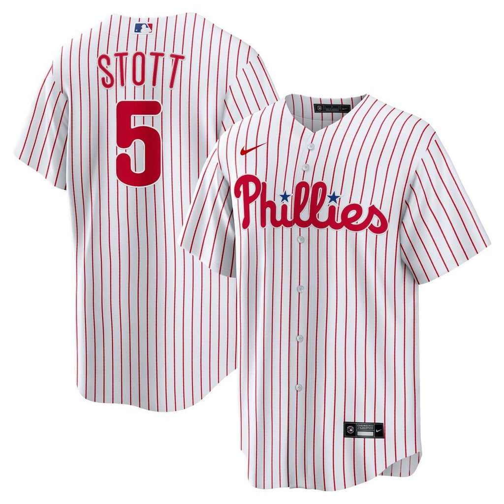 Philadelphia Phillies Bryson Stott Nike White Replica Player Jersey product image 1, provided for visual reference and