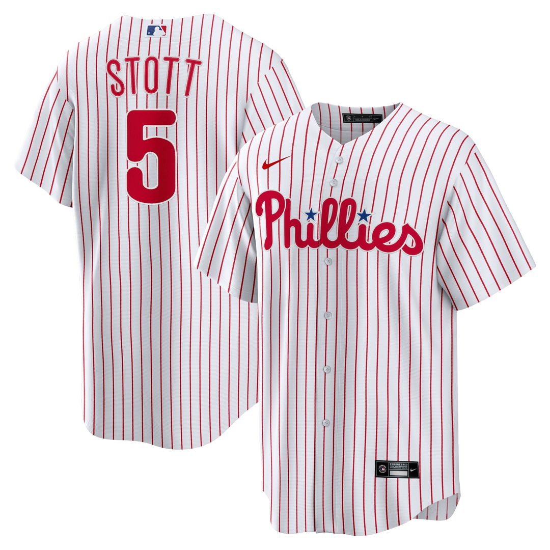 Philadelphia Phillies Bryson Stott Nike White Replica Player Jersey product image 1, provided for visual reference and