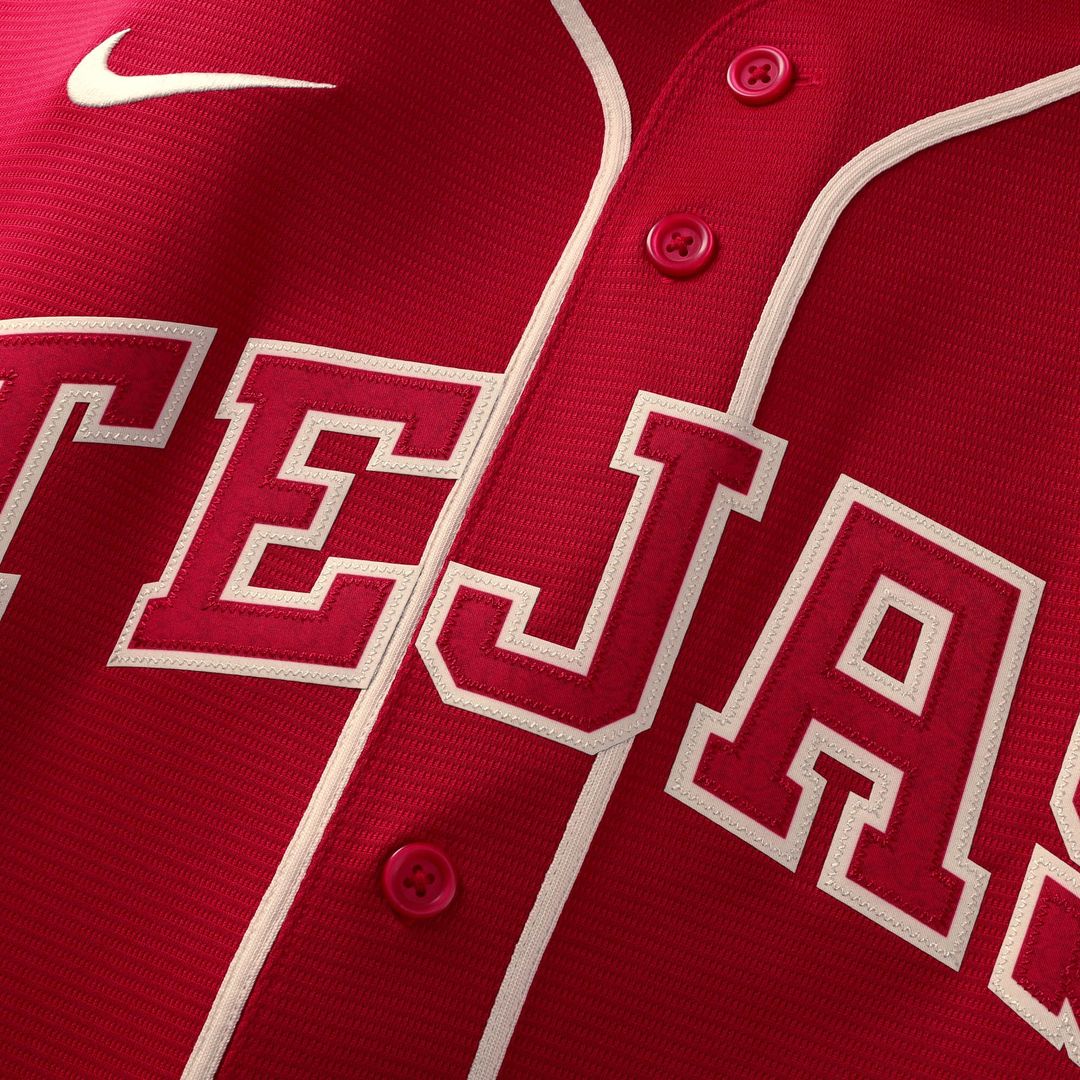 Texas Rangers Brandon Nimmo Nike Red 2026 City Connect Stadium Jersey product image 4, provided for visual reference and