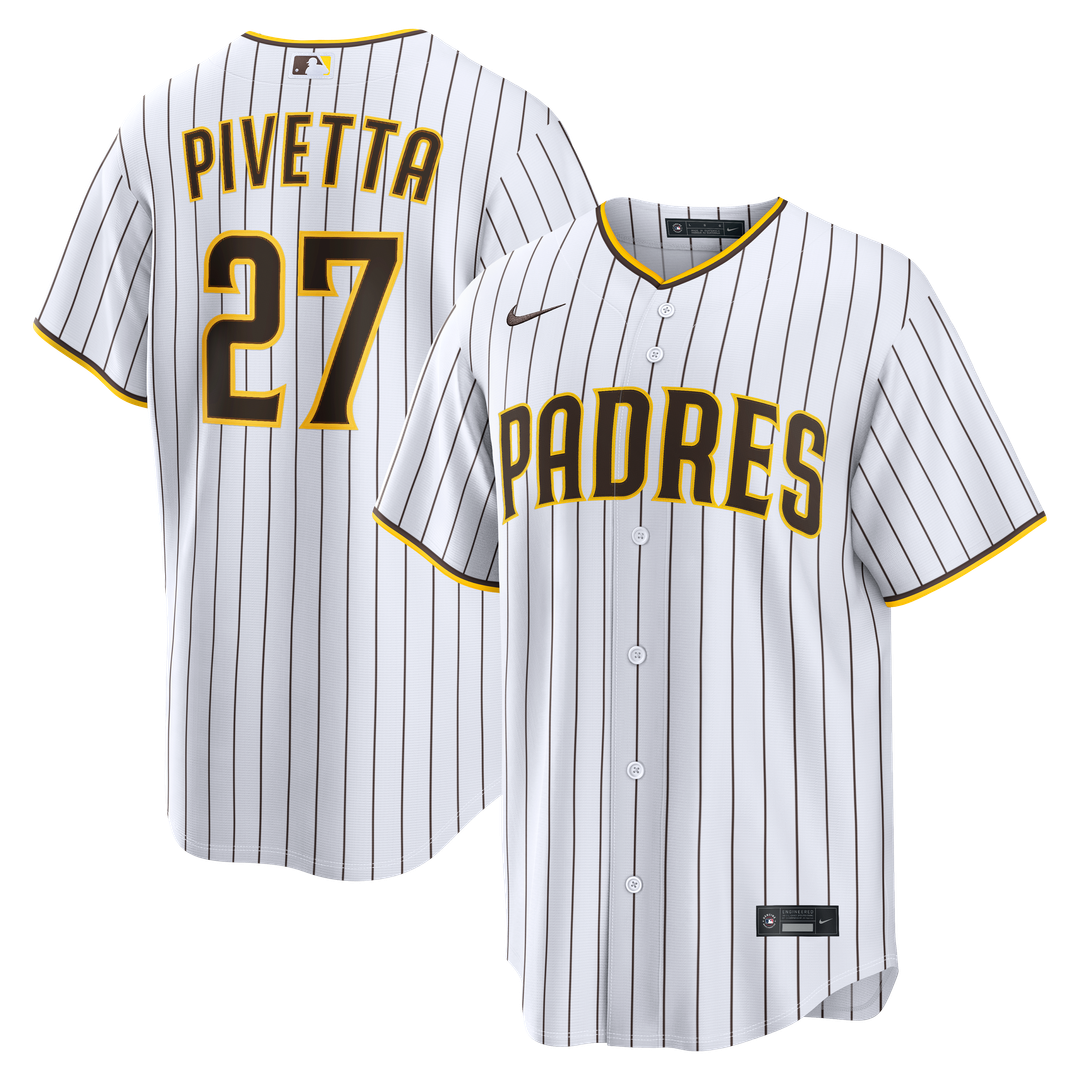 San Diego Padres Nick Pivetta Nike White Home Replica Jersey product image 1, provided for visual reference and product
