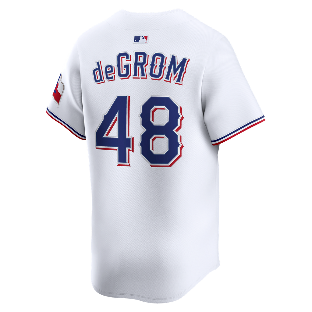 Texas Rangers Jacob deGrom Nike White Home Limited Jersey product image 3, provided for visual reference and product detail