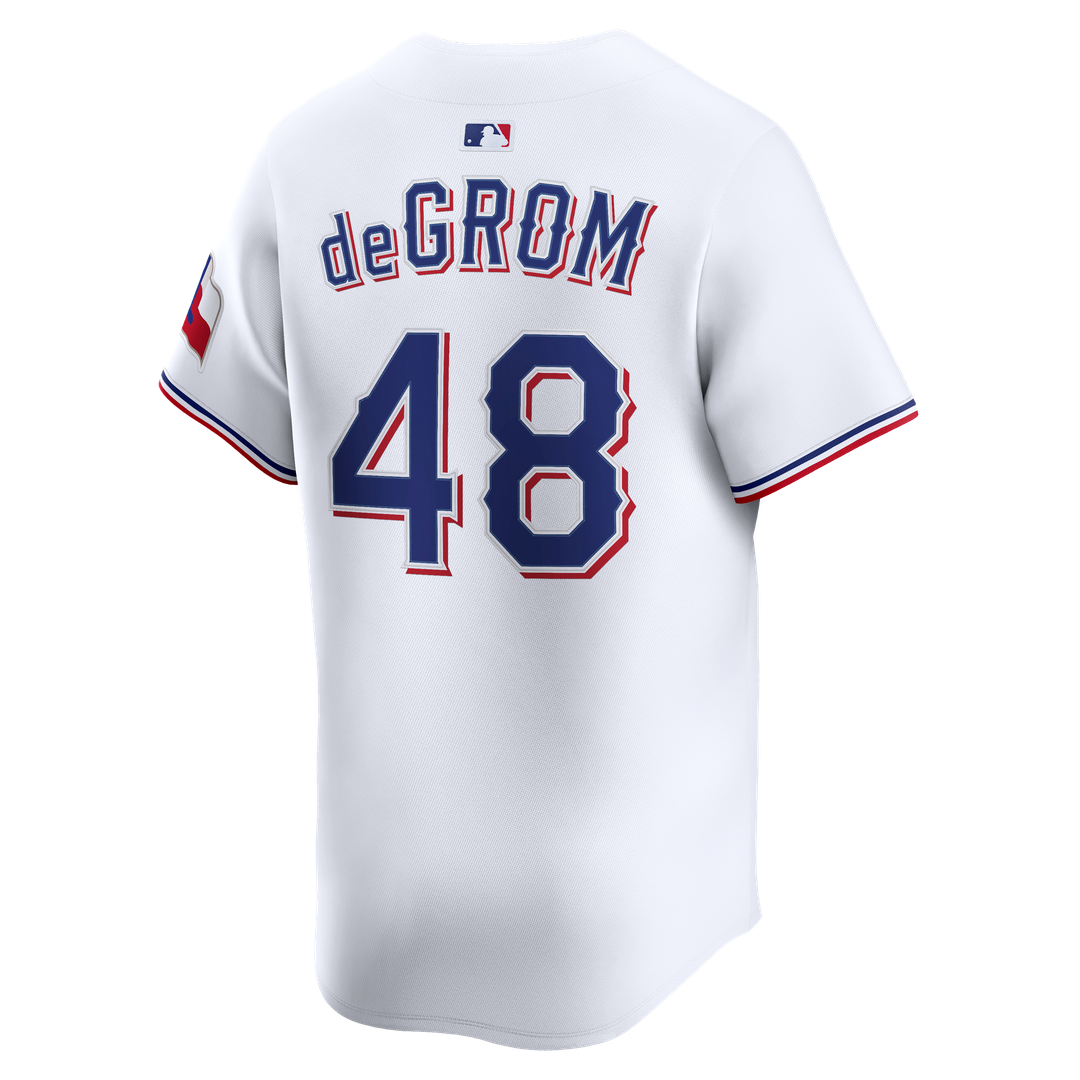Texas Rangers Jacob deGrom Nike White Home Limited Jersey product image 3, provided for visual reference and product detail
