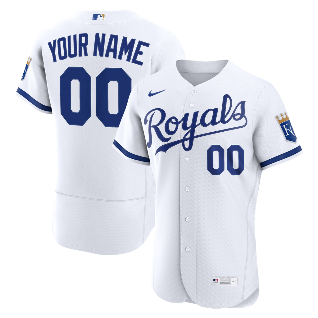 Kansas City Royals Nike White Home Authentic Custom Jersey product image 1, provided for visual reference and product detail