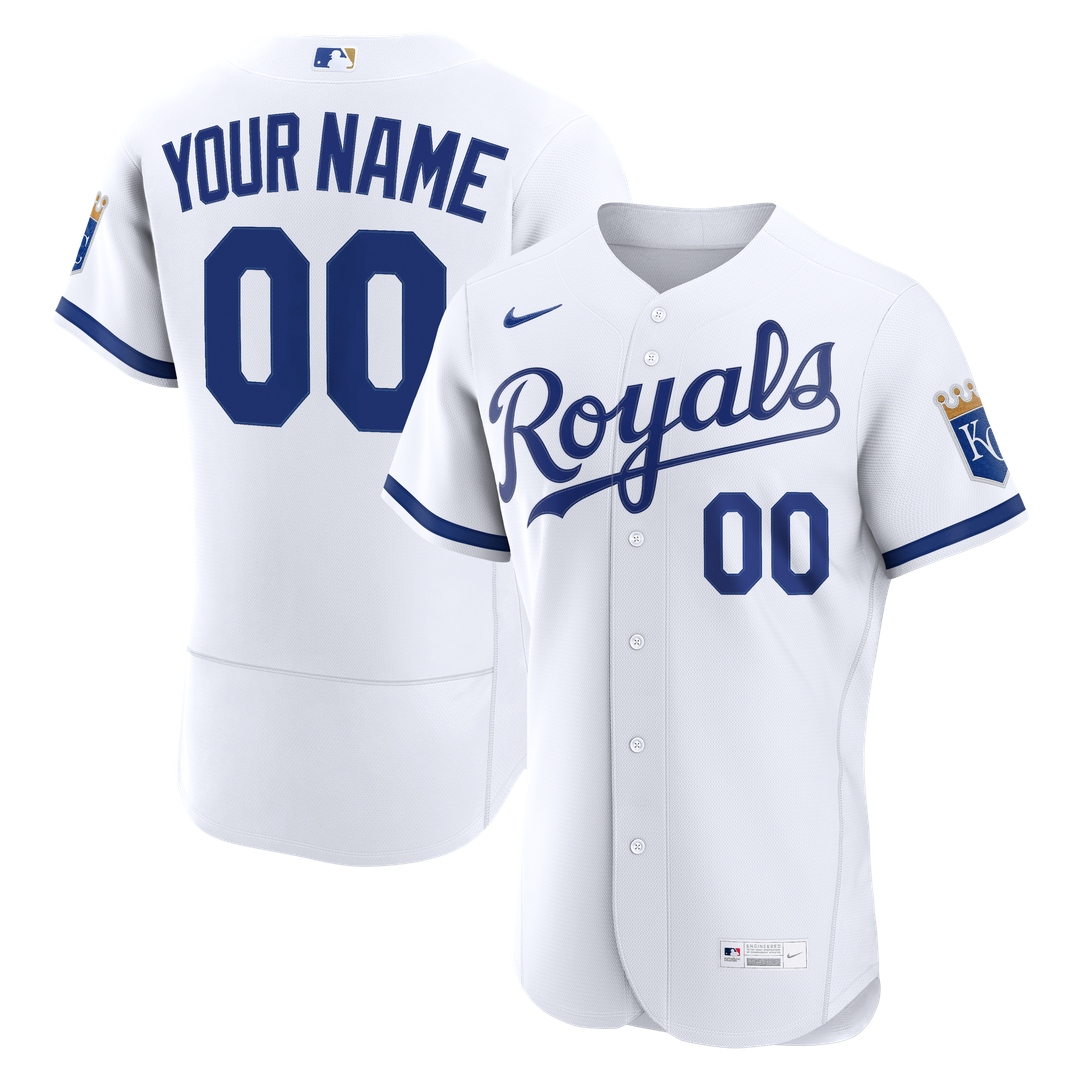 Kansas City Royals Nike White Home Authentic Custom Jersey product image 1, provided for visual reference and product detail