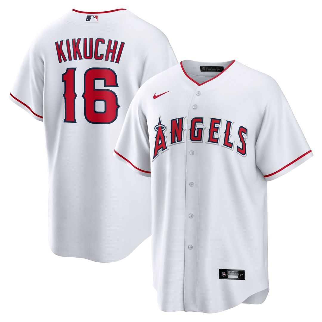 Los Angeles Angels Yusei Kikuchi Nike White Home Replica Jersey product image 1, provided for visual reference and product