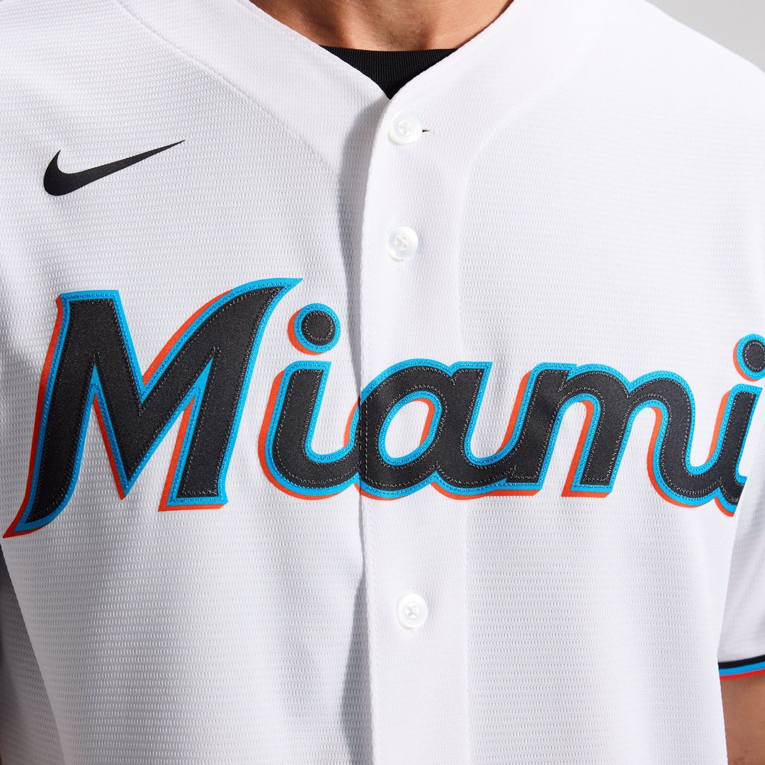 Miami Marlins Nike White Home Replica Team Jersey product image 10, provided for visual reference and product detail review