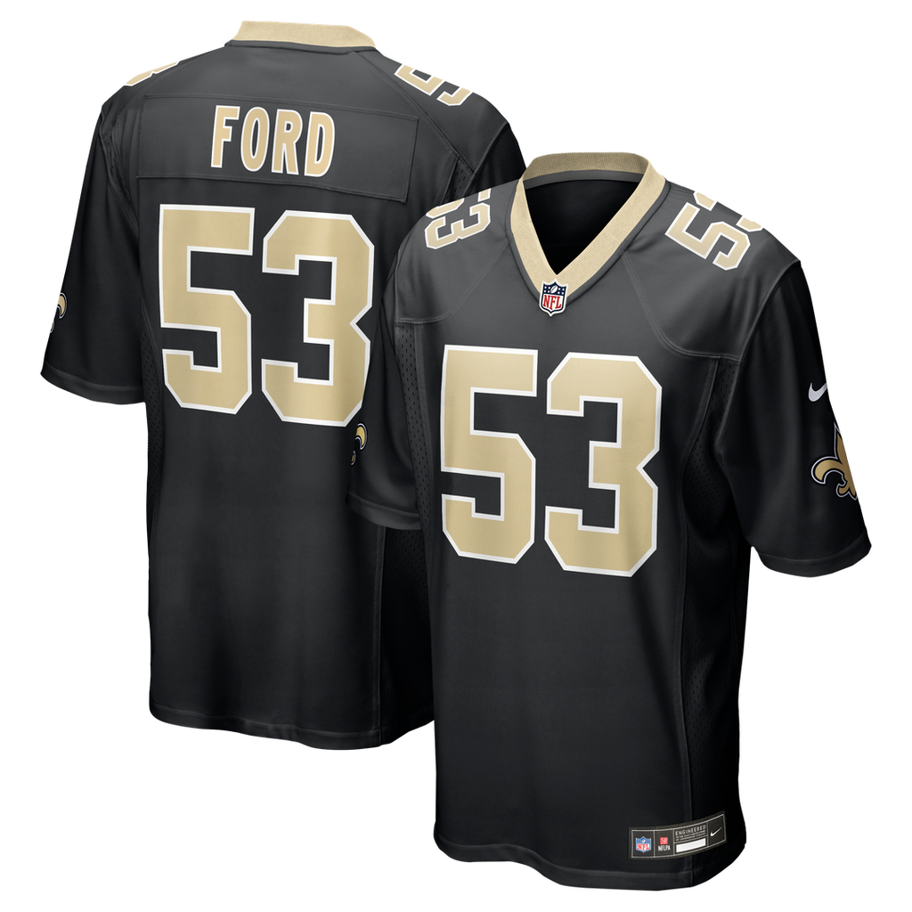 New Orleans Saints Jaylan Ford Nike Black Game Jersey product image 1, provided for visual reference and product detail
