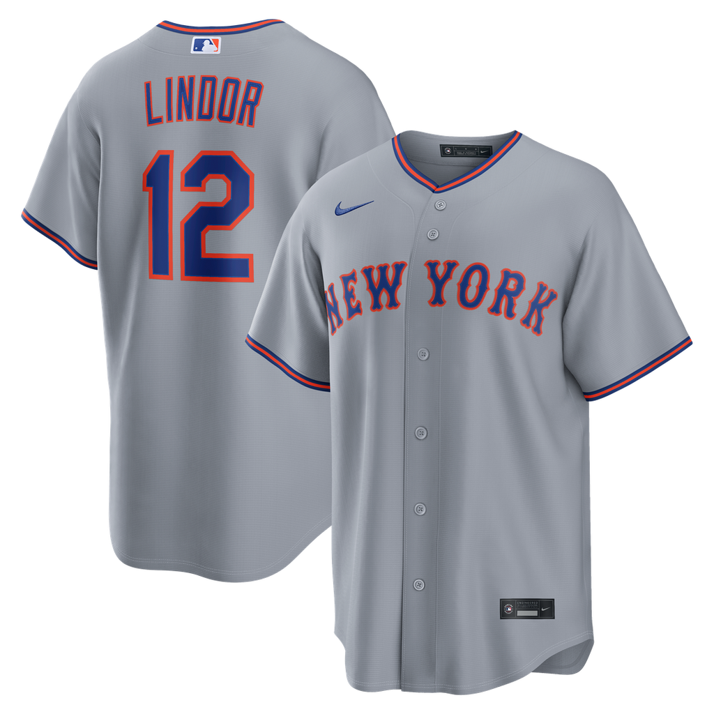 New York Mets Francisco Lindor Nike Gray Road Replica Jersey product image 4, provided for visual reference and product
