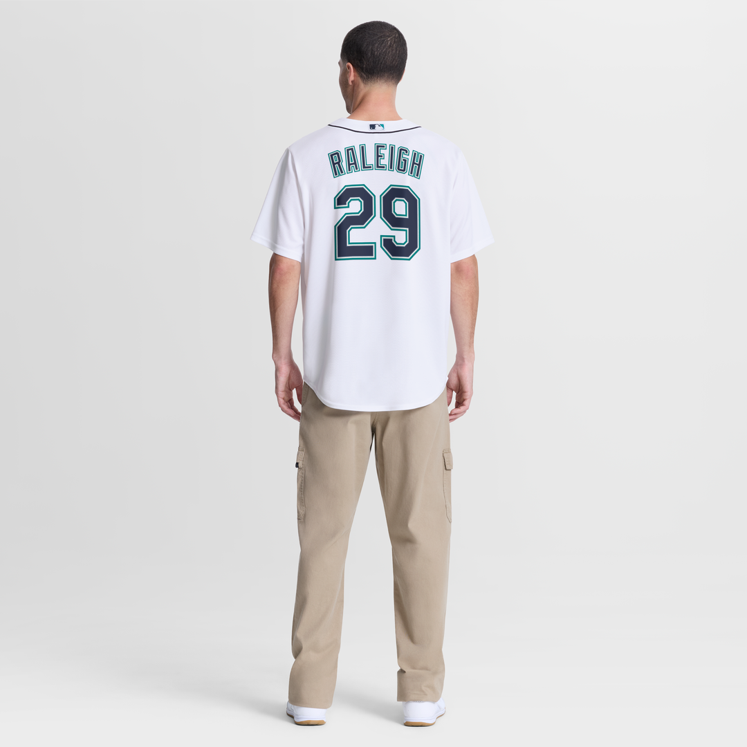 Seattle Mariners Cal Raleigh Nike White Home Replica Jersey product image 5, provided for visual reference and product